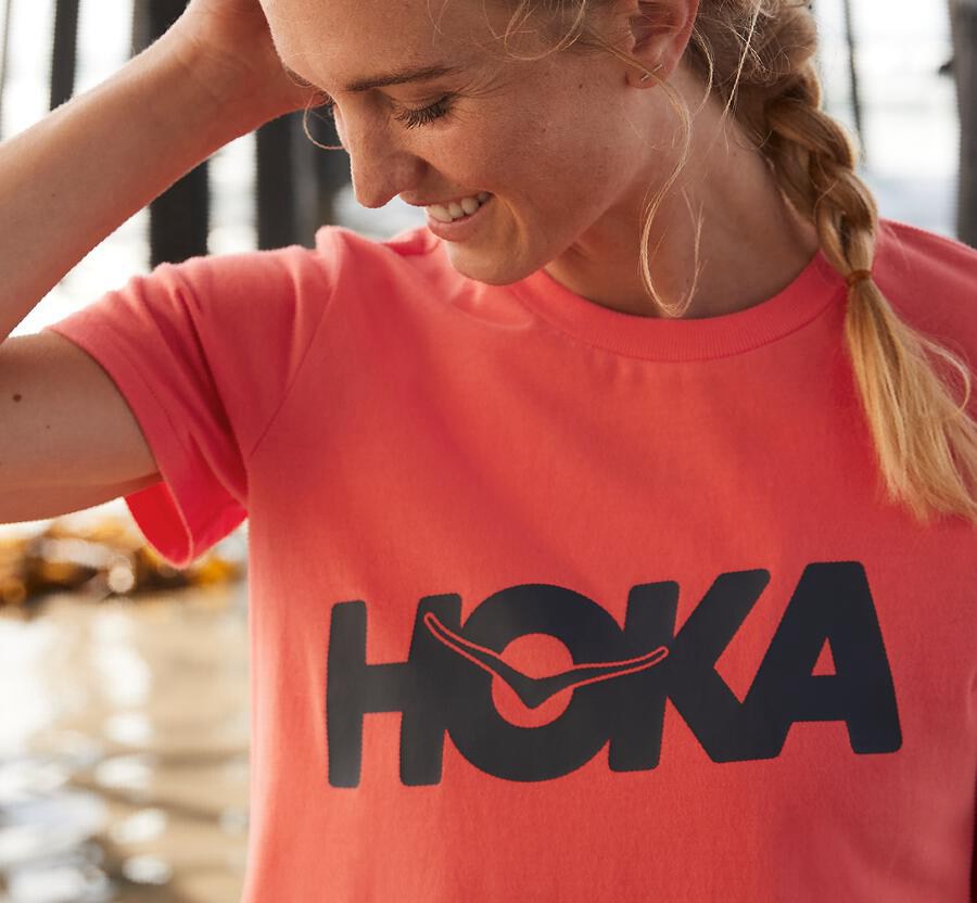 Hoka One One Overhemd Dames - Brand - Oranje - AI4869215